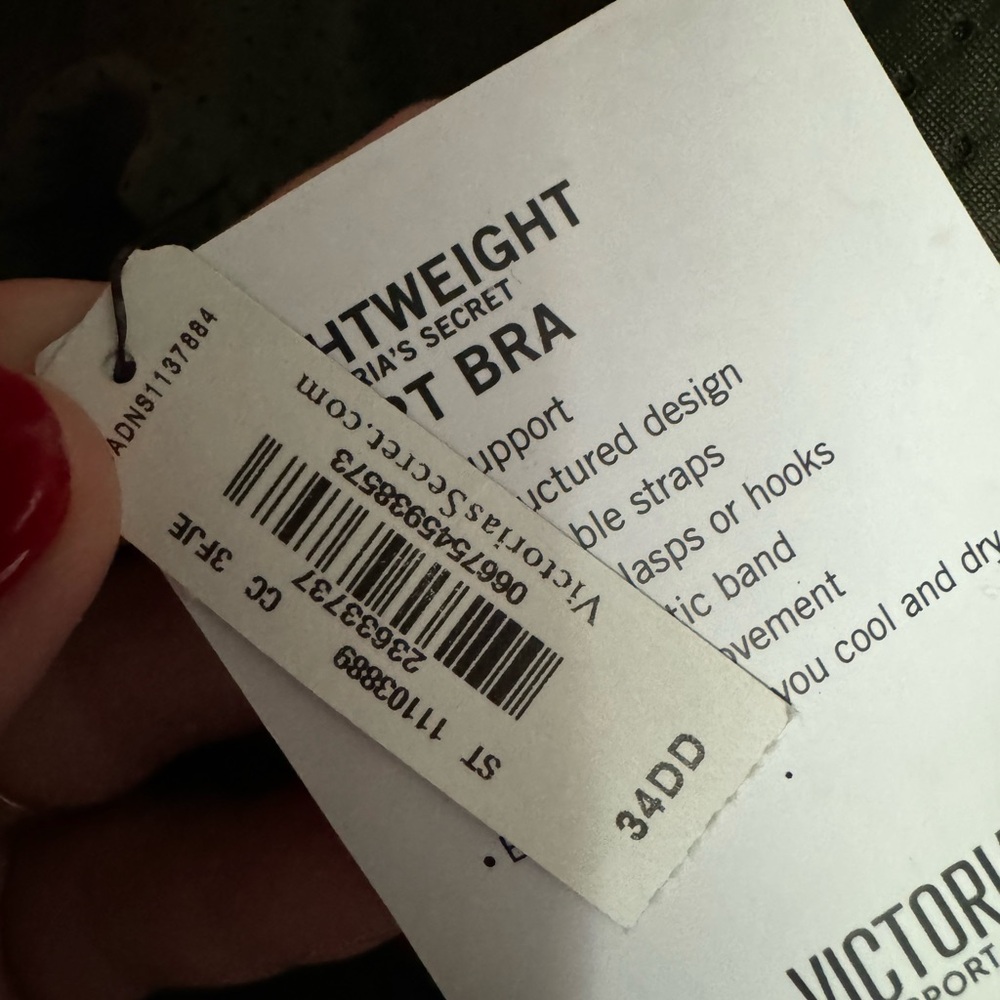 Victoria secret light weight sports  bra straps in the front